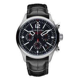Flieger 46 Chronograph Steel Black Leather