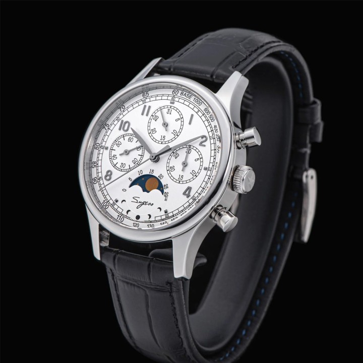 Sugess S389 White MoonPhase Master Chronograph