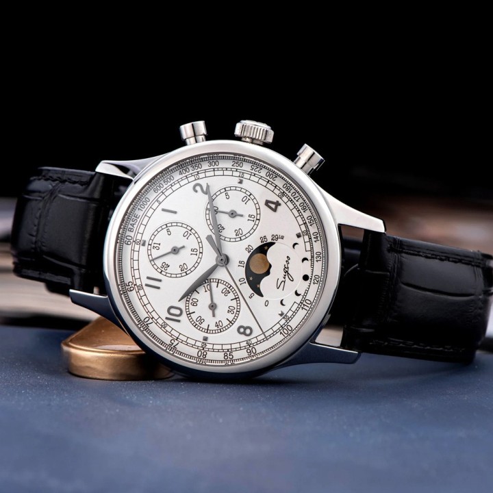 Sugess S389 White MoonPhase Master Chronograph