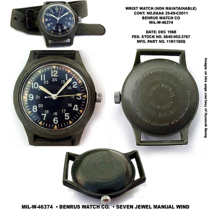 Classic 1960s/70s Pattern Matt Black Vietnam Watch (Unbranded Dial)