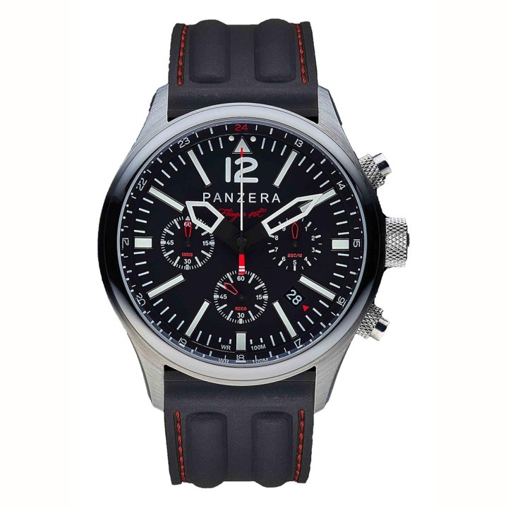 Flieger 46 Chronograph Steel Black Red