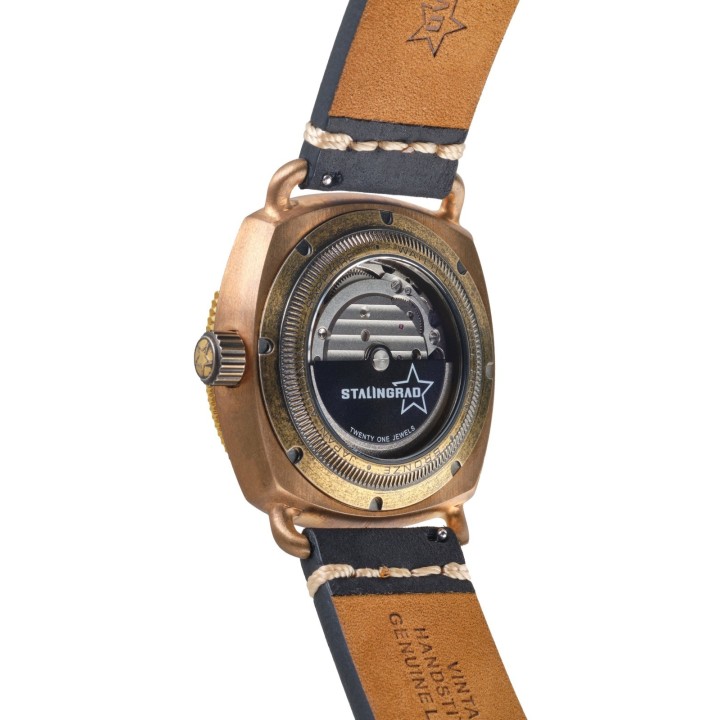 Bronze Defender 200M Deep Blue Dial Black Leather Strap