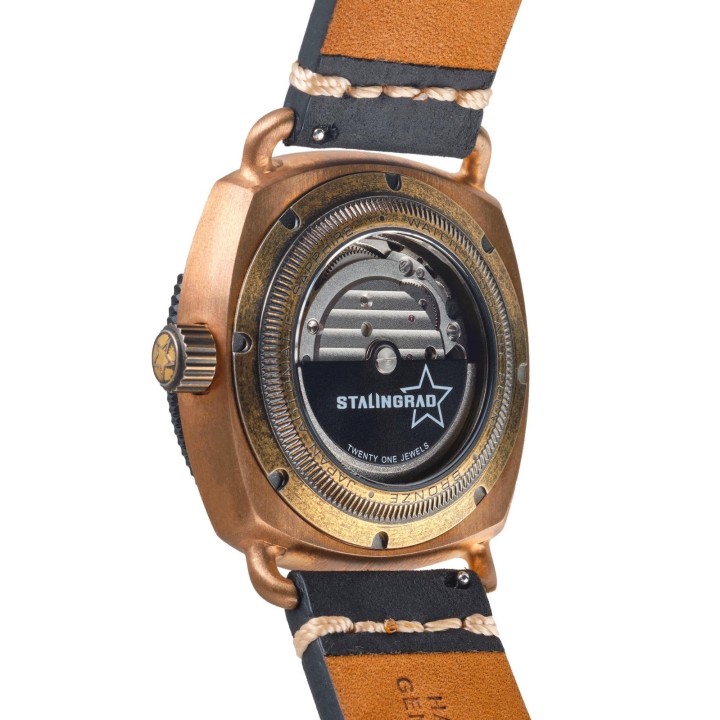 Bronze Defender 200M Black Dial Black Leather Strap