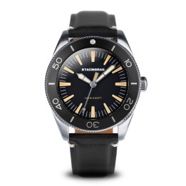 Iron Will Black Dial Black Leather Strap