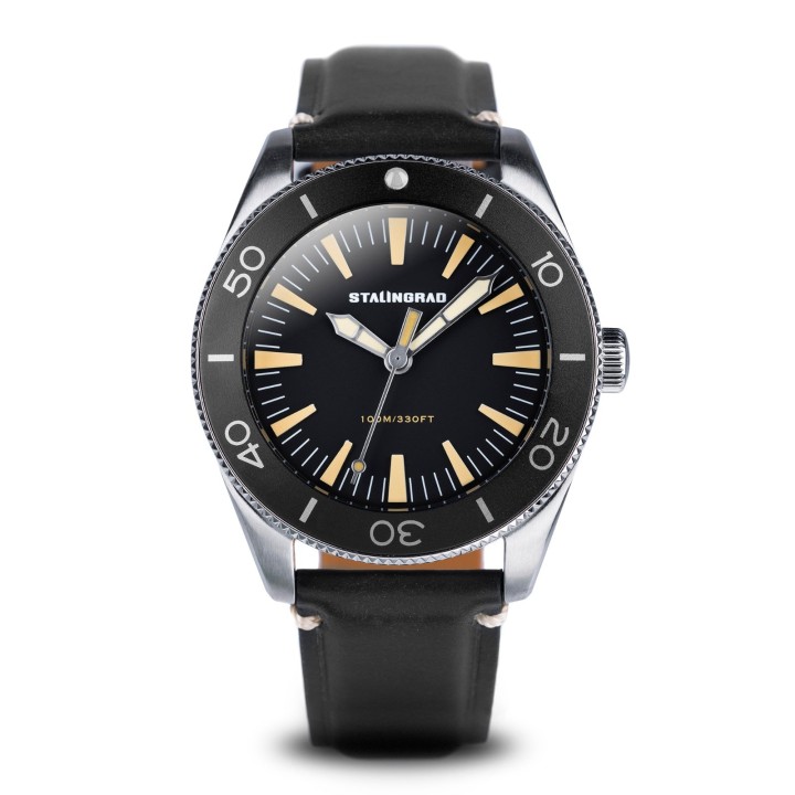 Iron Will Black Dial Black Leather Strap