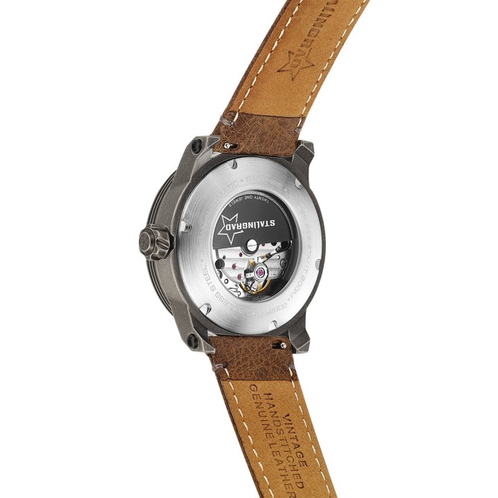 Red Army Black Dial Brown Leather Strap