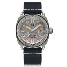 TITANIUM Defender Grey Meteorite Dial Black Leather Strap