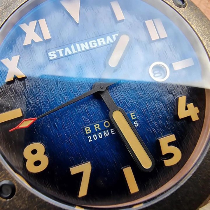 Bronze Defender 200M Deep Blue Dial Black Leather Strap