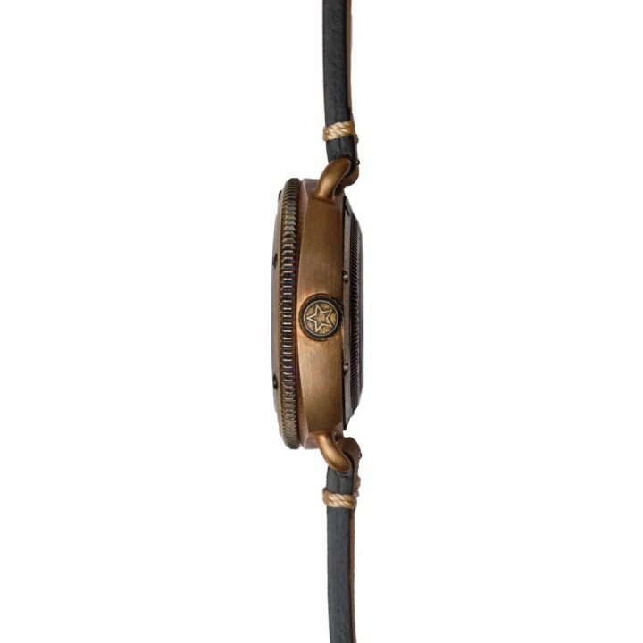 Bronze Defender 200M Deep Blue Dial Black Leather Strap