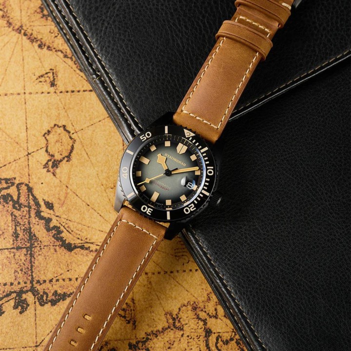 Volga Defender Black Dial Brown Leather Strap