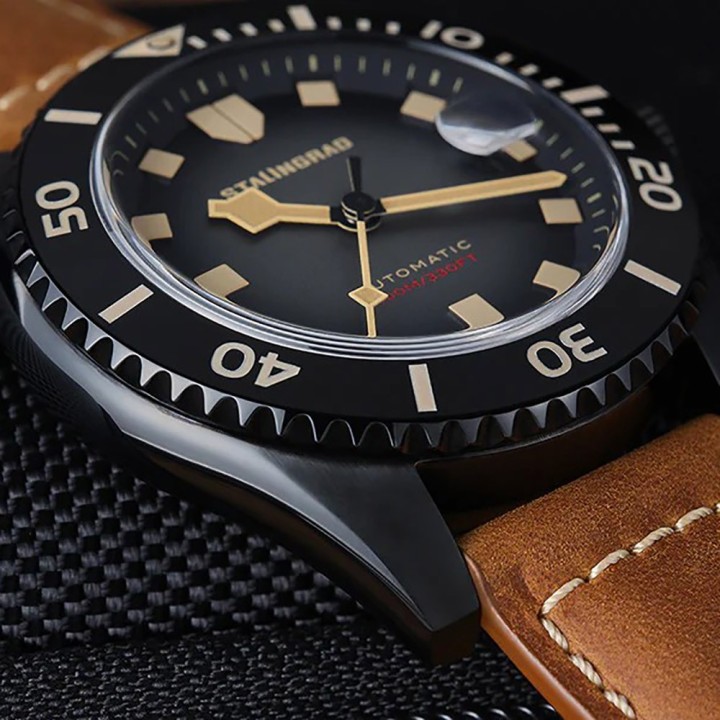 Volga Defender Black Dial Brown Leather Strap