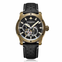 Red Army Black Dial Black Leather Strap