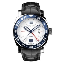 Aquamarine 45 G White-Black Leather