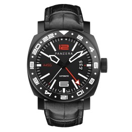 Aquamarine 45 G PVD Black Leather