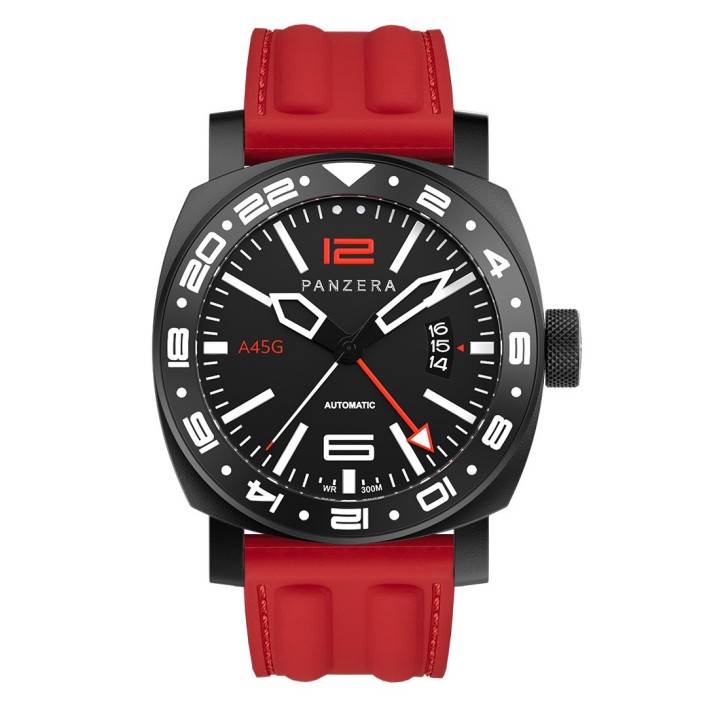 Aquamarine 45 G - PVD Red Silicone