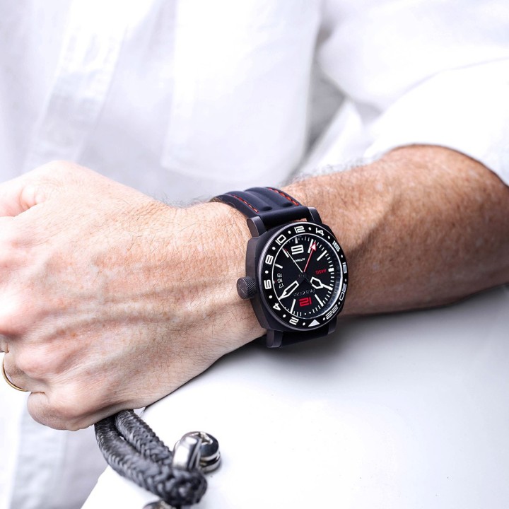 Aquamarine 45 G - PVD Black Silicone