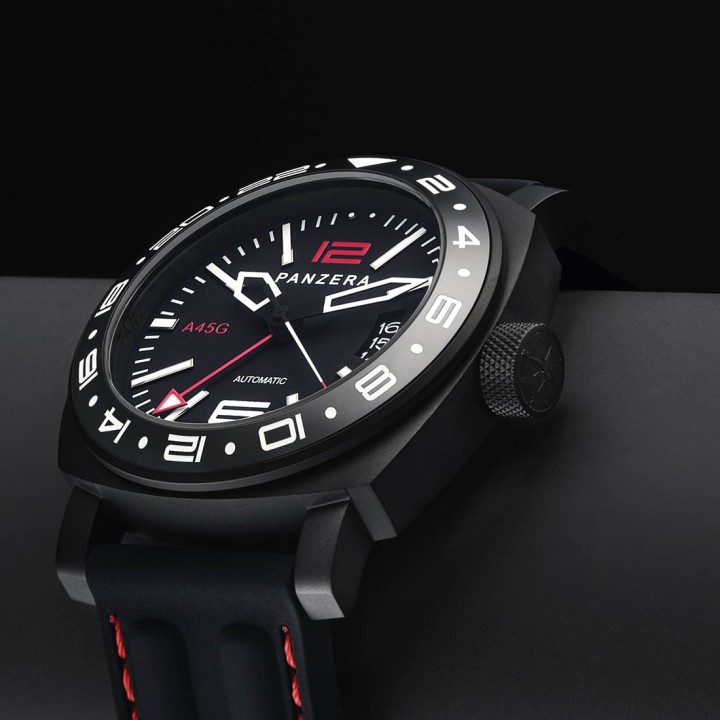 Aquamarine 45 G - PVD Black Silicone