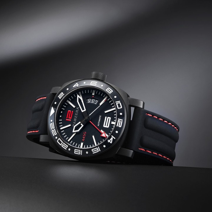 Aquamarine 45 G - PVD Black Silicone