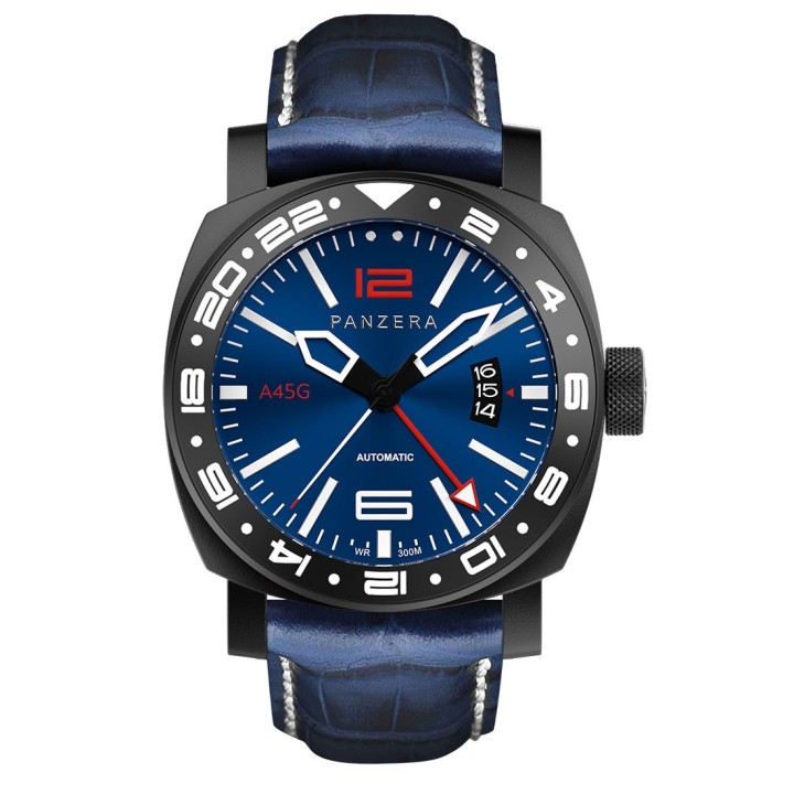 Aquamarine 45 G - PVD Blue Leather
