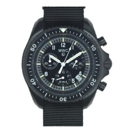 MWC PatternBlack PVD Steel Military Pilots Chronograph GTLS/Tritium