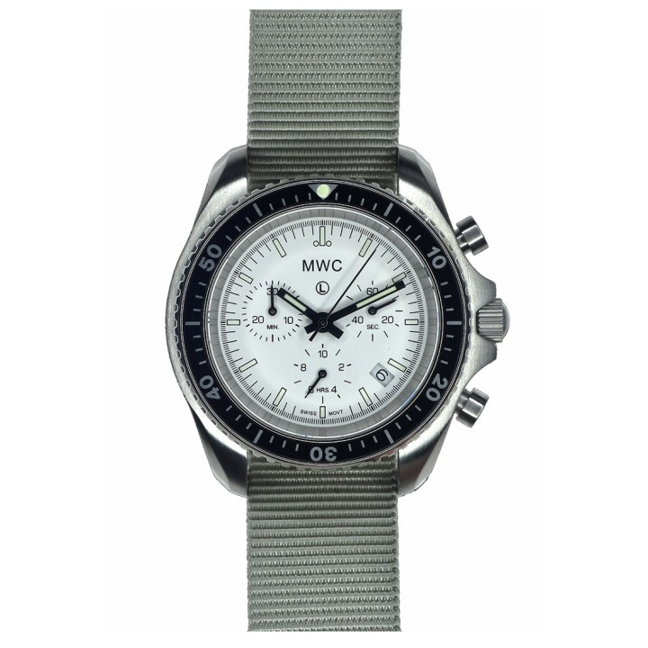 MWC Pattern Stainless Steel Military Pilots Chronograph White
