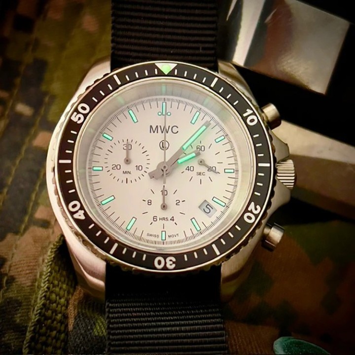 MWC Pattern Stainless Steel Military Pilots Chronograph White