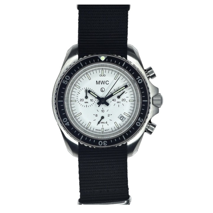 MWC Pattern Stainless Steel Military Pilots Chronograph White