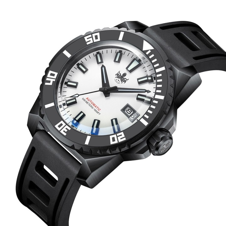 LEVIATHAN PY032E DLC 500M Automatic Diver Watch White