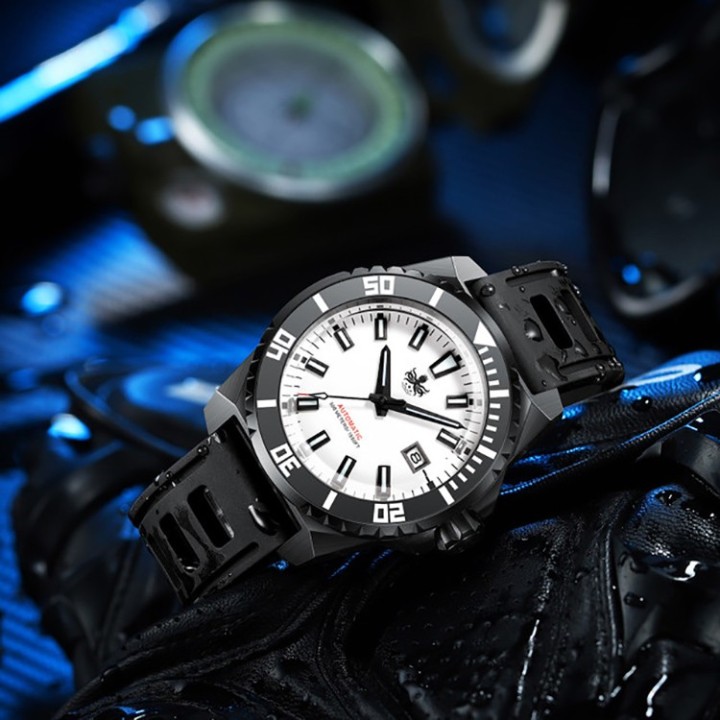LEVIATHAN PY032E DLC 500M Automatic Diver Watch White