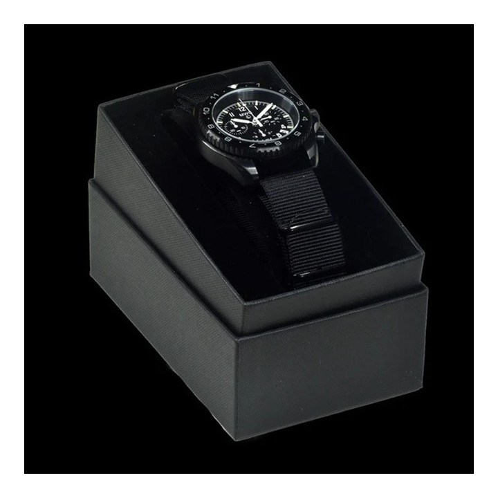 MWC Black PVD Steel Military Pilots Chronograph GTLS/Tritium