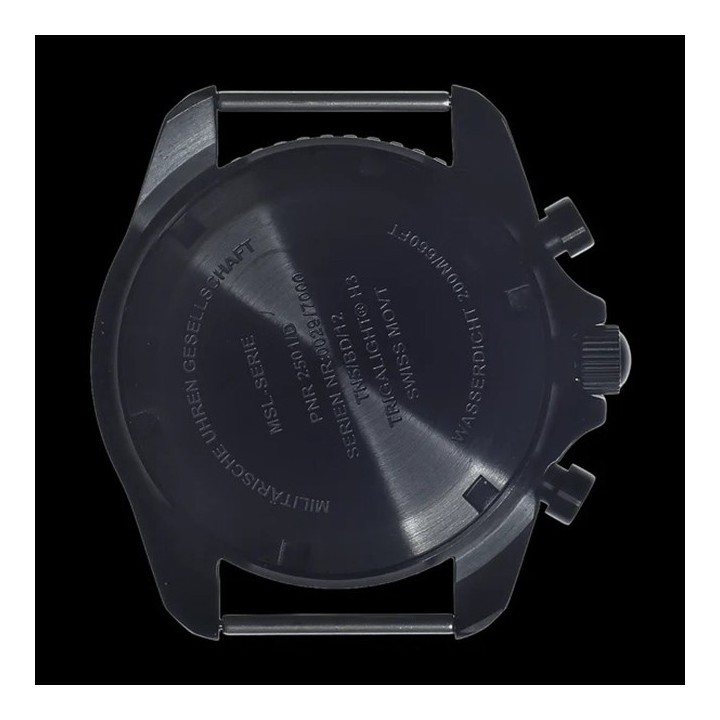 MWC Black PVD Steel Military Pilots Chronograph GTLS/Tritium