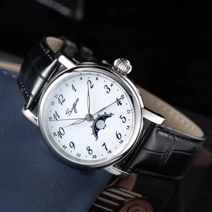 S395 White silver case moonphase automatic