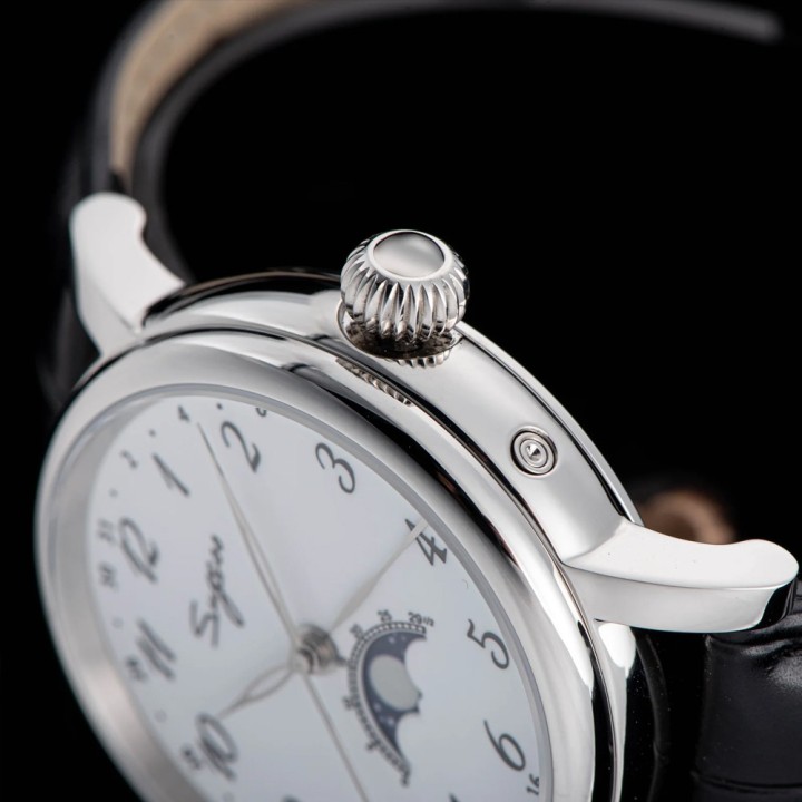 S395 White silver case moonphase automatic
