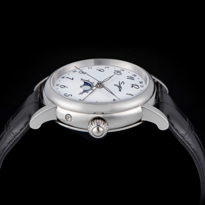 S395 White silver case moonphase automatic