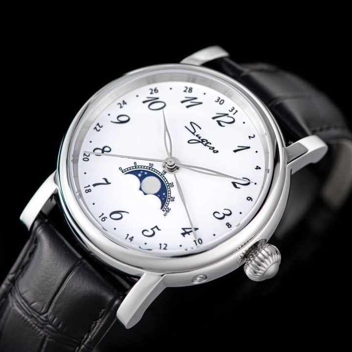 S395 White silver case moonphase automatic
