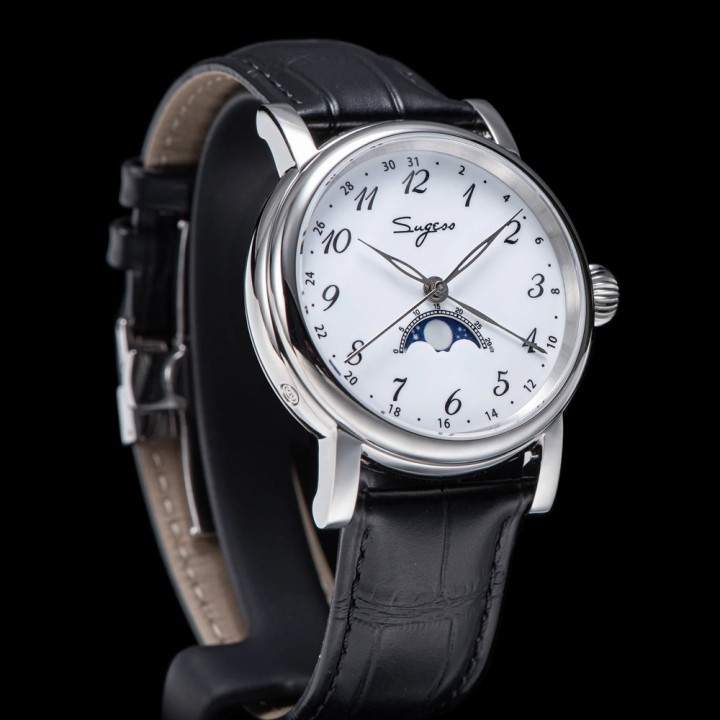 S395 White silver case moonphase automatic