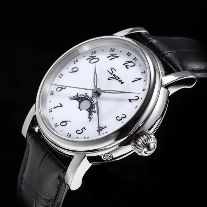 S395 White silver case moonphase automatic