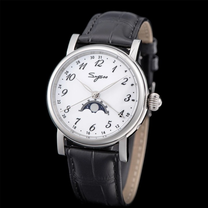 S395 White silver case moonphase automatic