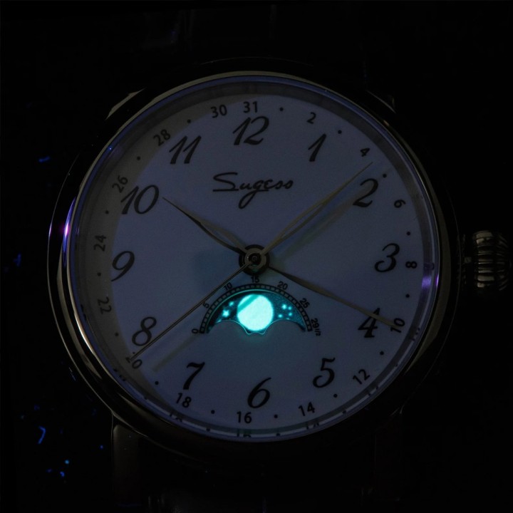 S395 White silver case moonphase automatic