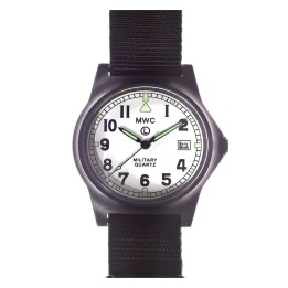 G10LM Pattern Military Watch With White Dial in Covert Non Reflective Black PVD Steel