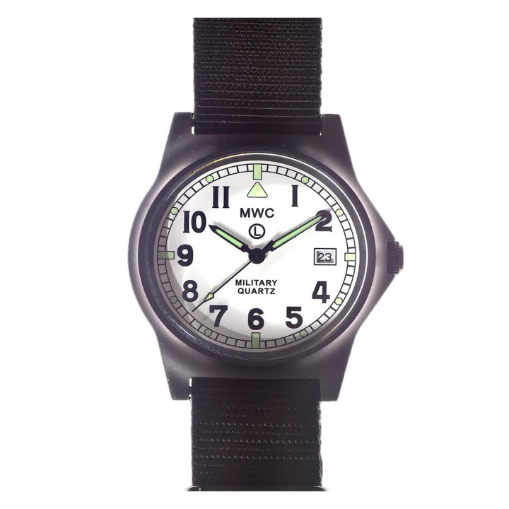G10LM Pattern Military Watch With White Dial in Covert Non Reflective Black PVD Steel