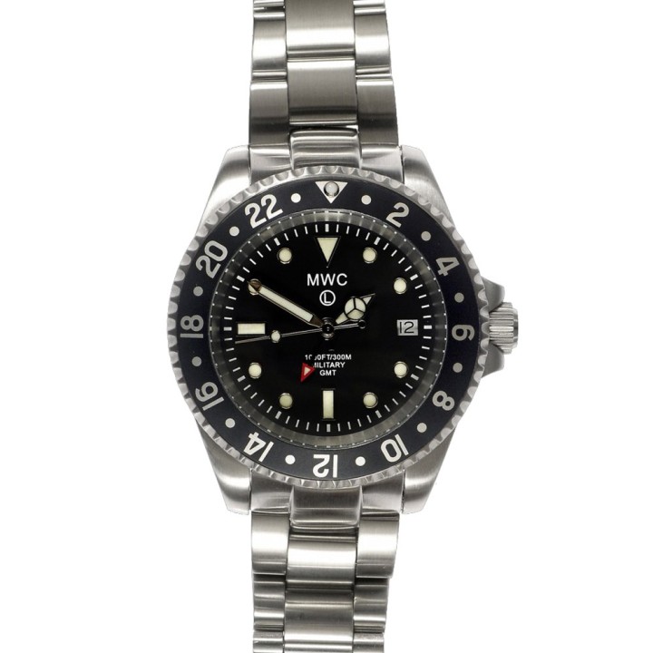 GMT Dual Timezone Military Watch in Steel (Bracelet)