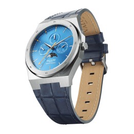 Lunar Calendar - Silver Blue Leather