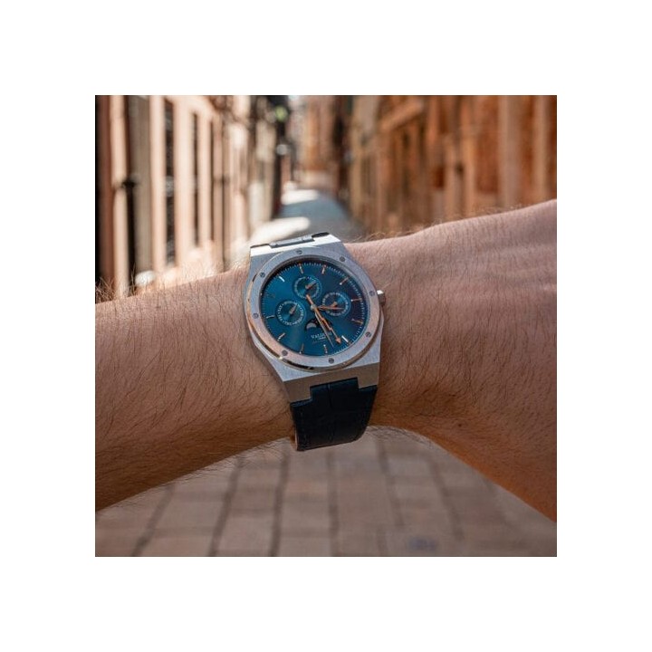 Lunar Calendar - Silver Blue Leather