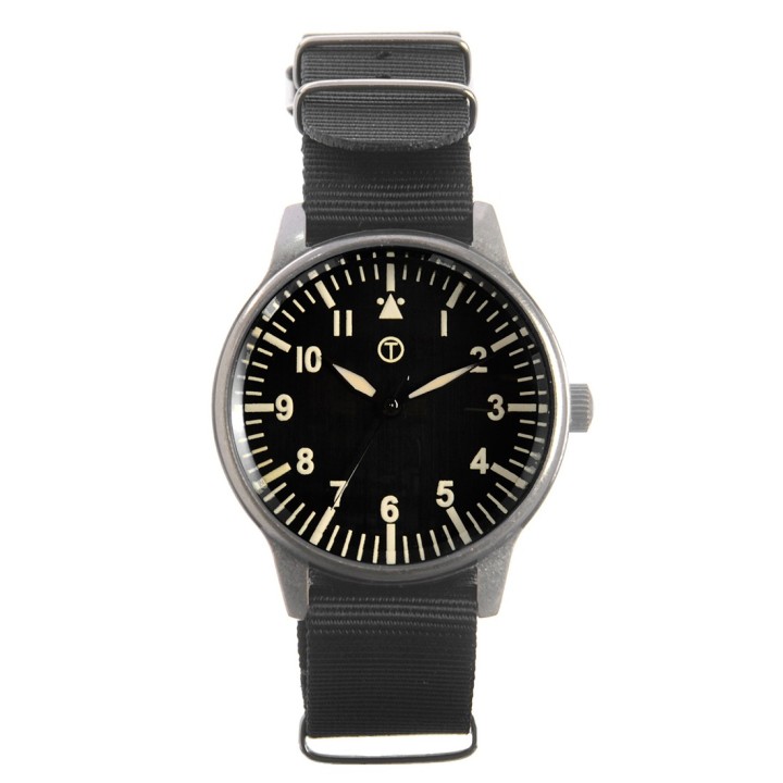 Classic 44mm XL Retro Design Military Watch with 12 Hour Dial Format