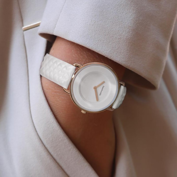 Mia 34 Quilted RoseGold White