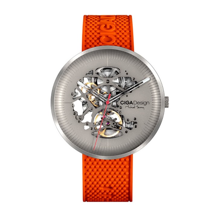 Michael Young Series Titanium Automatic Skeleton Orange
