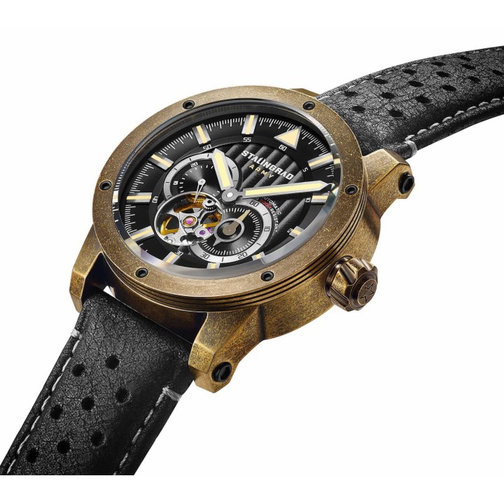 Red Army Black Dial Black Leather Strap