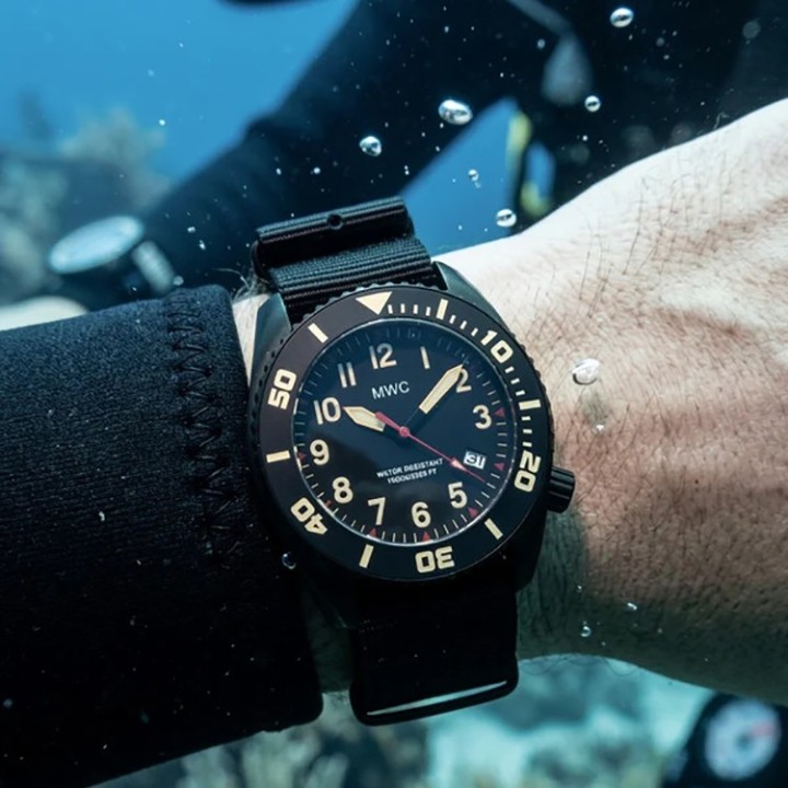 MWC "Depthmaster" 100atm / 3,280ft / 1000m Water Resistant Military Divers Watch in PVD Titanium Case